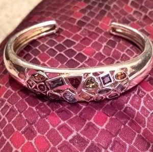 Silver cuff bracelet with assorted stones